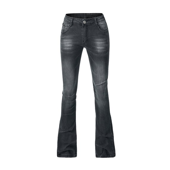 Fjofpr Womens Clothes Jeans for Women Plus Size Fashion Women's Tight Elastic Tassel Pocket Lace-Up Flared Pants Stretch Cow Pants Black L
