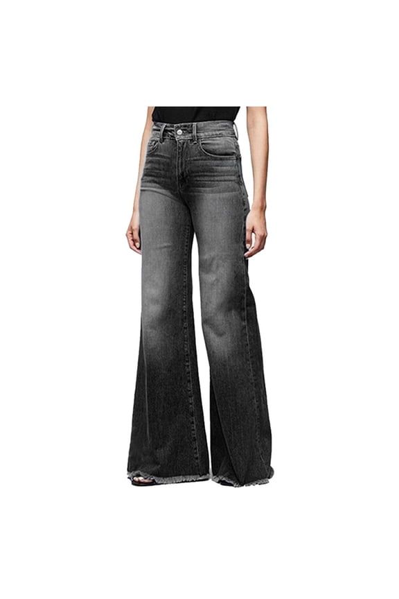 Womens Clothes Jeans for Women Plus Size High Waist Skinny Flared Jean Button Stretch Trousers Womens Pants with Pockets
