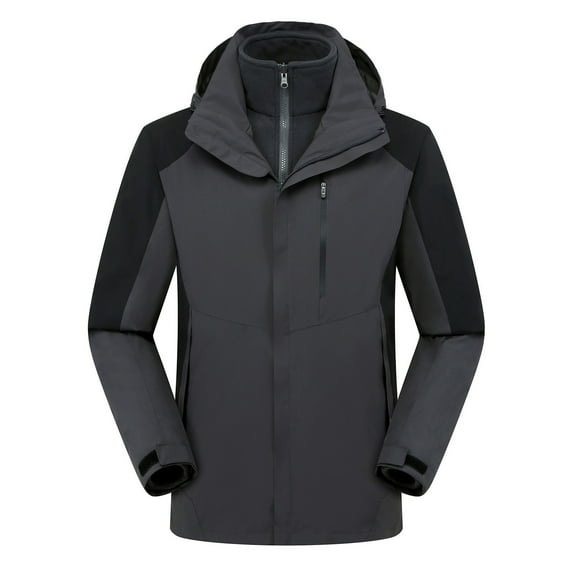 Fjofpr Womens Clothes Womens Plus Size Outdoor Jackets Casual Three in One Detachable Down Liner Warm Windproof Waterproof Coat Thicken Hooded Jacket