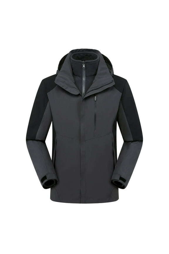 Womens Clothes Womens Plus Size Outdoor Jackets Casual Three in One Detachable Down Liner Warm Windproof Waterproof Coat Thicken Hooded Jacket