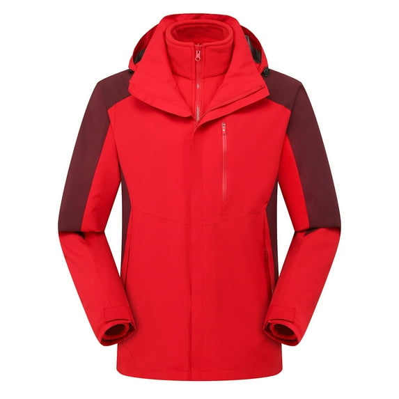 Fjofpr Womens Clothes Womens Plus Size Outdoor Jackets Casual Three in One Detachable Down Liner Warm Windproof Waterproof Coat Thicken Hooded Jacket