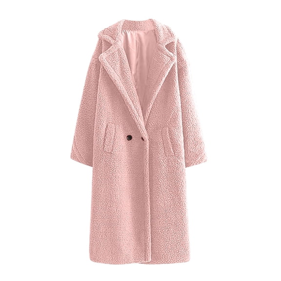 Fjofpr Womens Coats Outerwear Women Jackets for Women Fall and Winter Solid Color Loose Cardigan Artificial Teddy Long Sleeve Thickened Warm Long Coat