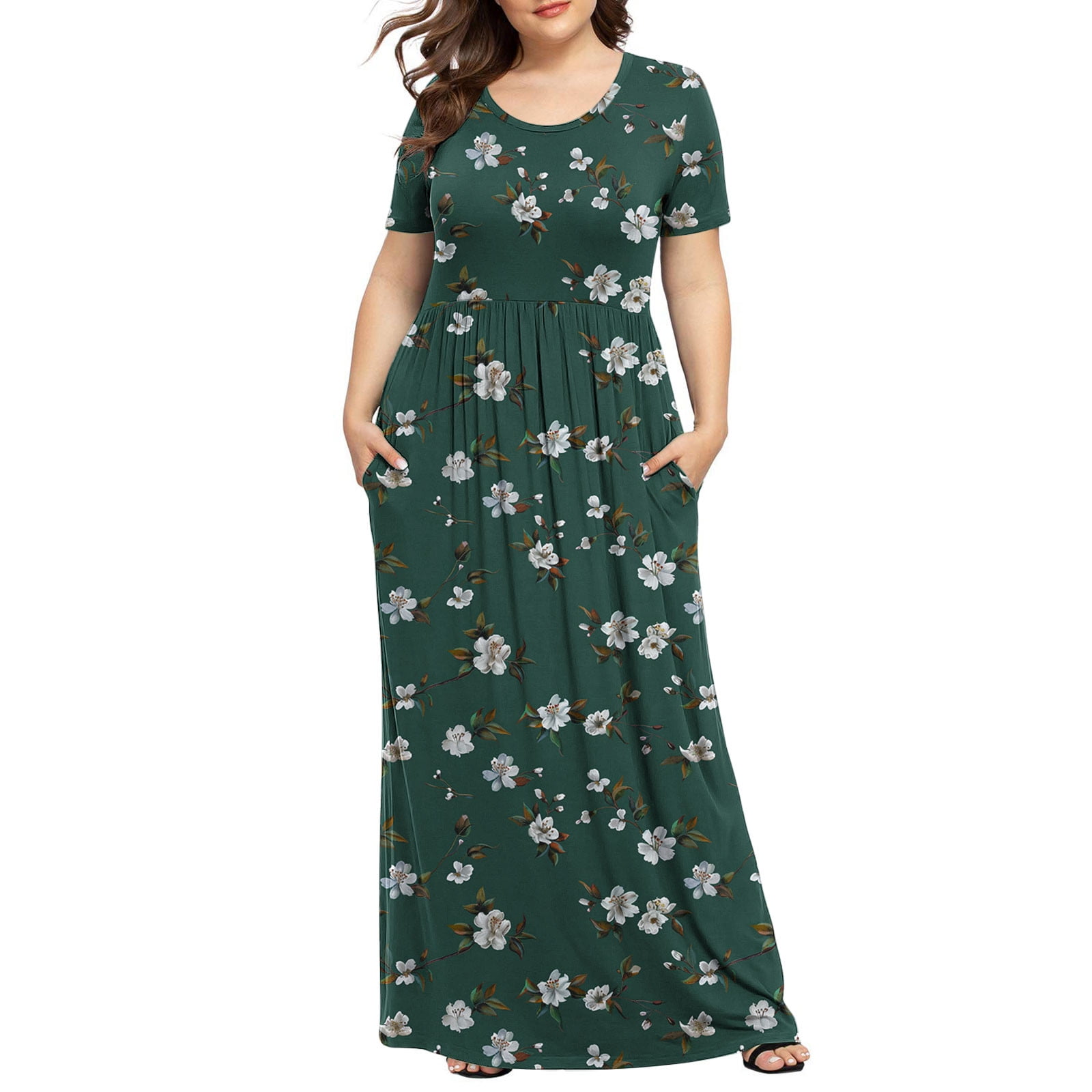 Round Neck Printed Casual Short Dress