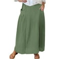 thumbnail image 1 of Fjofpr Womens Dresses Plus Size Women's Printed Elastic Waistband Pleated Pocket Skirt With Mid Calf Skirt Green XXXL, 1 of 5