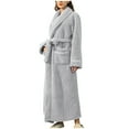 thumbnail image 1 of Fjofpr Womens Fleece Robe Long Nightgowns Winter Warm V-Neck Couple Bathrobe Plush Nightgowns with Sashes and Pockets, 1 of 6