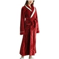 thumbnail image 1 of Fjofpr Womens Fleece Robe Long Nightgowns Winter Warm V-Neck Couple Bathrobe Plush Nightgowns with Sashes and Pockets, 1 of 8