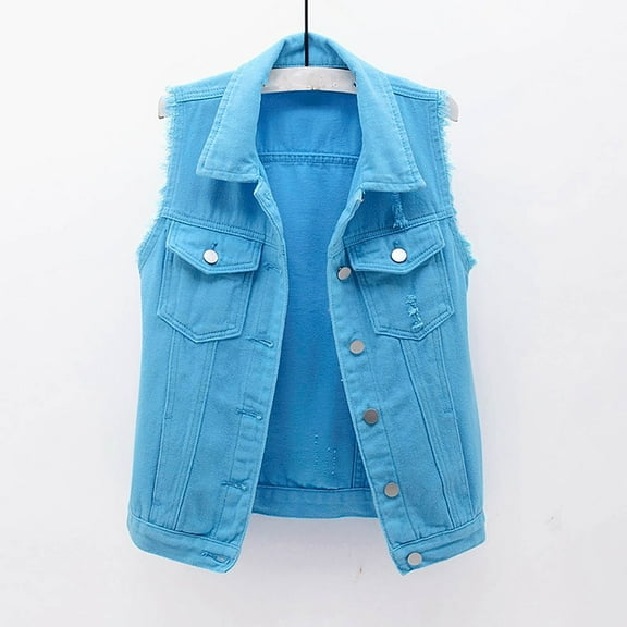 Fjofpr Womens Jean Jackets Clearance Sale Women Spring And Solid Sleeveless Jacket Outerwear
