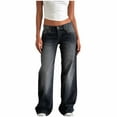 thumbnail image 1 of Fjofpr Womens Jeans Straight Leg Long Plus Women's Solid Color Button Zipper Pockets Length Pants Jeans, 1 of 8
