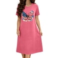 thumbnail image 1 of Fjofpr Womens Nightgown Short Sleeves Sleepwear Soft Loose Sleepshirt Women's Oversized Short Nightgown Fashion Chest Flag Print Short Sleeve Nightdress, 1 of 6
