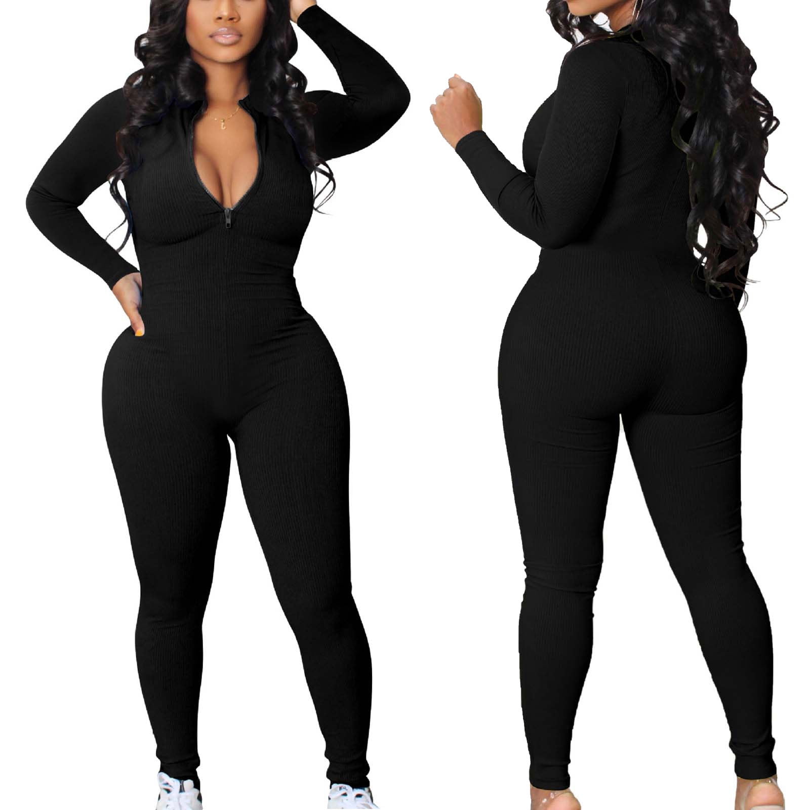 Fjofpr Womens Shapewear Women's Ribbed Jumpsuits Ribbed Workout Rompers