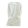 thumbnail image 1 of Fjofpr Womens Thickened and Velvet Blouses Long Sleeve Crewneck Solid Color Pullover Casual Warm Daily Bottom Tops, 1 of 7
