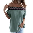 thumbnail image 1 of Fjofpr Womens Tops Plus Size 3X Short Sleeve Fashion Women off the Shoulder T-Shirt Short Sleeve Casual Tee Tops Blouse, 1 of 3