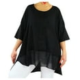 thumbnail image 1 of Fjofpr Womens Tops Womens Summer Plus Size 3/4 Sleeve T-Shirts Casual Solid Color Round Neck Loose Pullover Cotton Linen Blouse, 1 of 6
