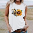 thumbnail image 1 of Fjofpr Yellow Tank Top 2024 Women's New Loose Casual Fashion Crew-neck All-matching Printed Top White S, 1 of 4