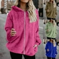 thumbnail image 1 of Fjofpr Zip Up Hoodie Women Oversized Plus Size Fashion Women's Zipper V-Neck Pullover Long Sleeve Hooded Blouse Sweatshirt Warm Faux Jacket Green XXXXXL, 1 of 8