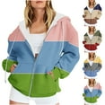 thumbnail image 1 of Fjofpr Zip Sweatshirts for Women with Hood Women's Casual Striped Printed Zippered Long Sleeved Hooded Sweatshirt Jacket Top Loose Zip Hoodie Women Yellow L, 1 of 6