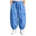 thumbnail image 1 of Fjofpr boys pants boys clothes Children's Unisex Linen Solid Color Versatile Breathable Elastic Waistband Leg-Strapping Flared Pants Long Trousers, 1 of 4