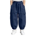 thumbnail image 1 of Fjofpr boys pants boys clothes Children's Unisex Linen Solid Color Versatile Breathable Elastic Waistband Leg-Strapping Flared Pants Long Trousers, 1 of 5
