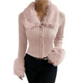 thumbnail image 1 of Fjofpr fall and winter sweaterss for women 50% off Clear Ladies' Casual Colored Long-sleeved Hooded Jacket Pink M, 1 of 5