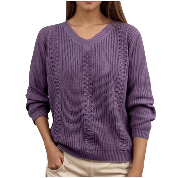 Fjofpr fall and winter sweaterss for women 50% off Clear Ladies' Casual Colored Long-sleeved Hooded Jacket Purple M