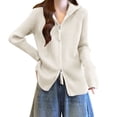 thumbnail image 1 of Fjofpr fall and winter sweaterss for women 50% off Clear Women's Loose-fitting Turtleneck Long-sleeved Knitted Cardigan Sweater Top White Free Size, 1 of 3