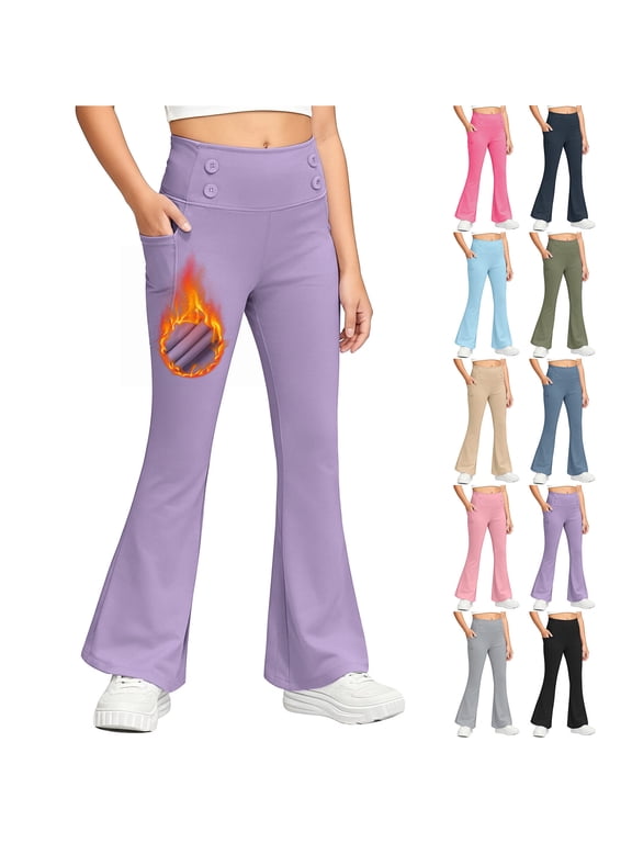 girls pants boys clothes Girls Flare Leggings High Waisted Yoga Dance Pants Kids Bottoms Leggings With Pockets