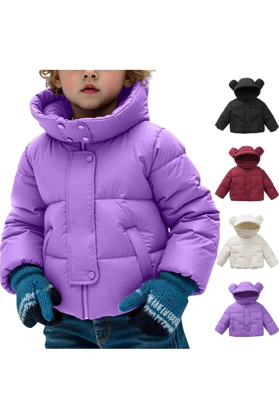 girls winter jacket Children's Thickened Long-sleeved Hooded Padded Jacket