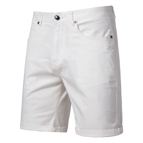 Fjofpr mens summer shorts clearance under $8 Men's Solid Color Pleated Elastic Waist Casual Shorts Straight Tube Slim Work Pants