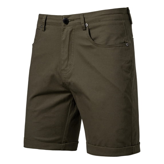 Fjofpr mens summer shorts clearance under $8 Men's Solid Color Pleated Elastic Waist Casual Shorts Straight Tube Slim Work Pants