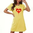 thumbnail image 1 of Fjofpr Womens Loungewear Dresses Halloween Women's Large Size Short Nightdress With Chest Print Round Neck And Short Sleeves Yellow M, 1 of 3