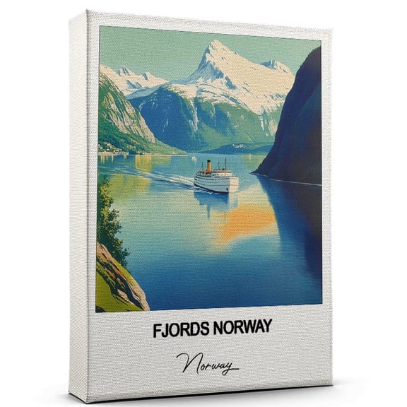 Fjords Norway Travel Poster Canvas – Norway Canvas – Unique Gift Idea for Home, Office, or Living Space