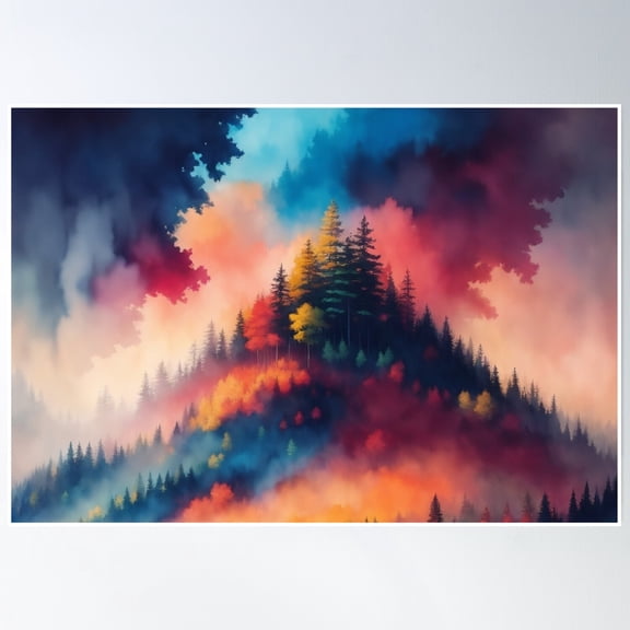 Fjp0039 - Magical Pine Forest Poster Wall Art, Modern Wall Decor, 8x12 UNFRAMED