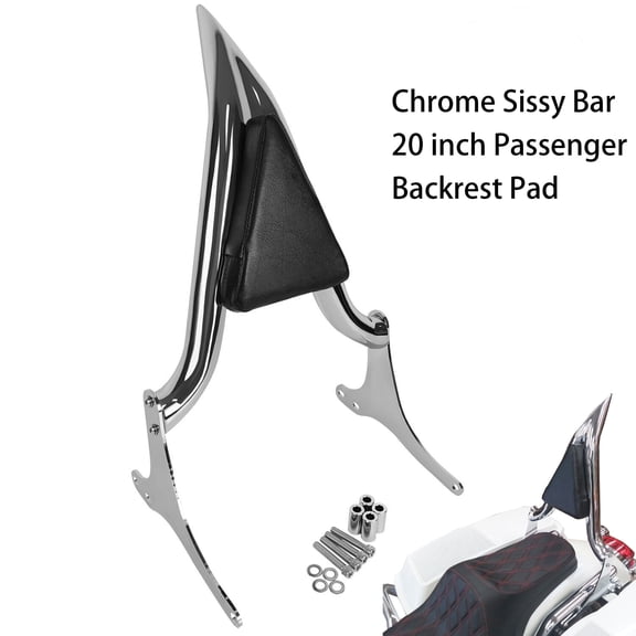 Fjpacemt 20" Detachable Backrest Chrome Sissy Bar for Motorcycle Harley Street Glide Road King 97-08