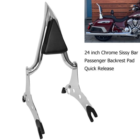 Fjpacemt 24" Chrome Backrest Detachable Sissy Bar for Motorcycle Indian Chieftain Springfield 14-24