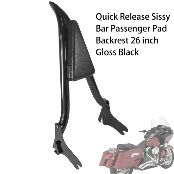 Fjpacemt 26" Backrest Detachable Sissy Bar for 1997-08 Motorcycle HD Touring Road King Electra Glide