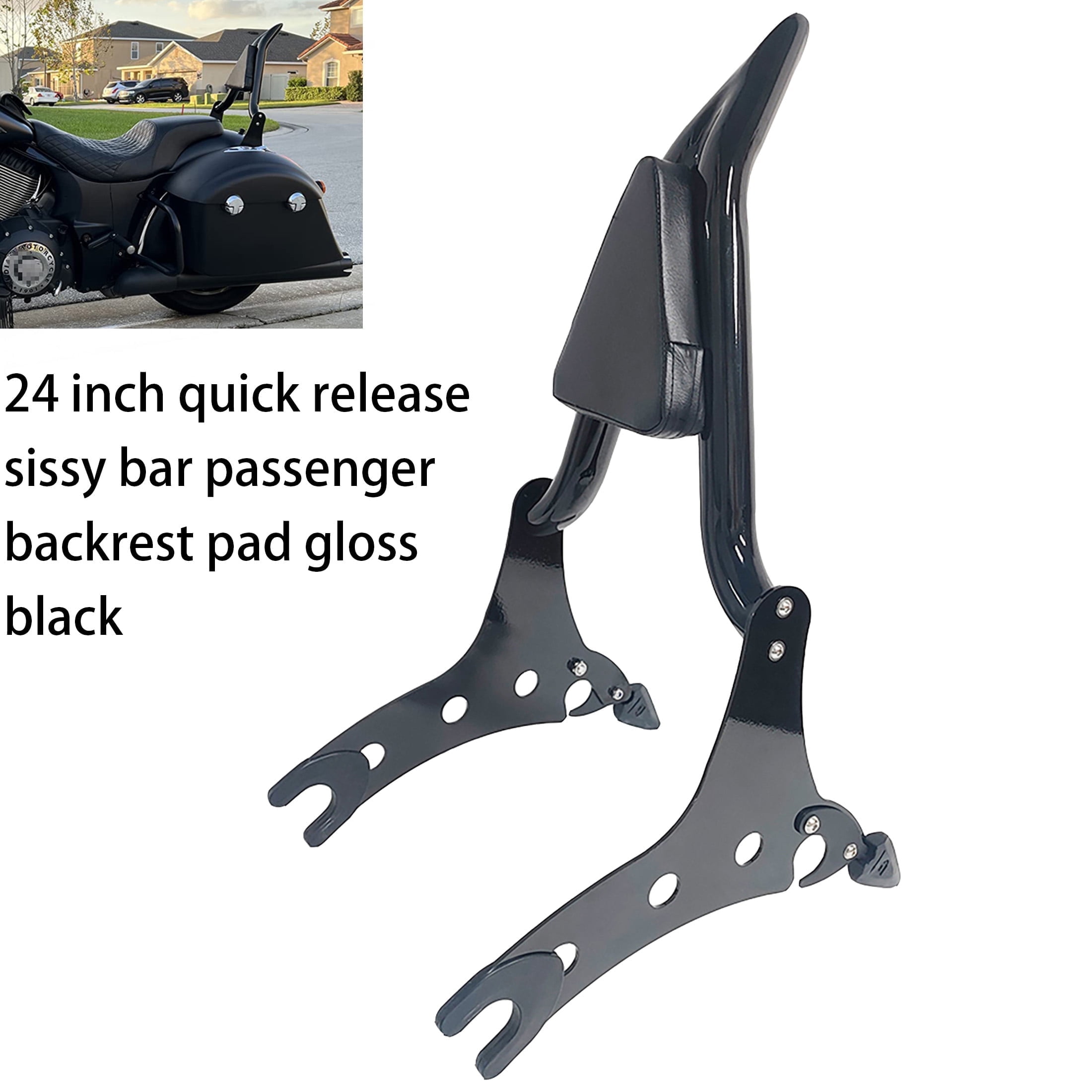 23" Tall Black Sissy Bar Backrest For Indian Chieftain, Roadmaster, Springfield, Challenger (2014-2024)