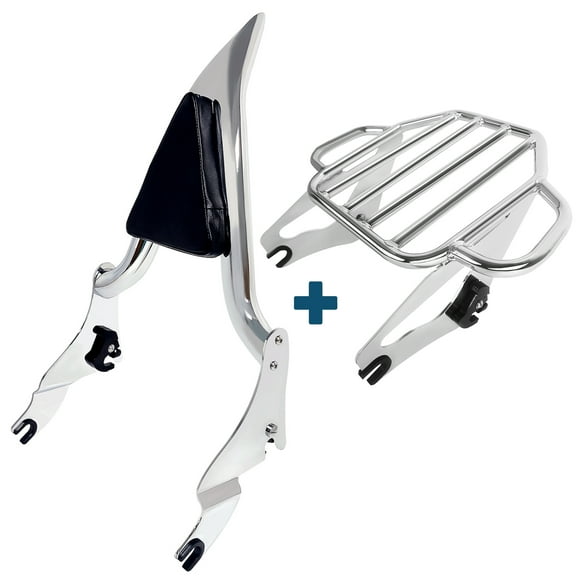 Fjpacemt Chrome Luggage Rack Sissy Bar Backrest for 09-24 Motorcycle HD Ultra Road King Street Glide