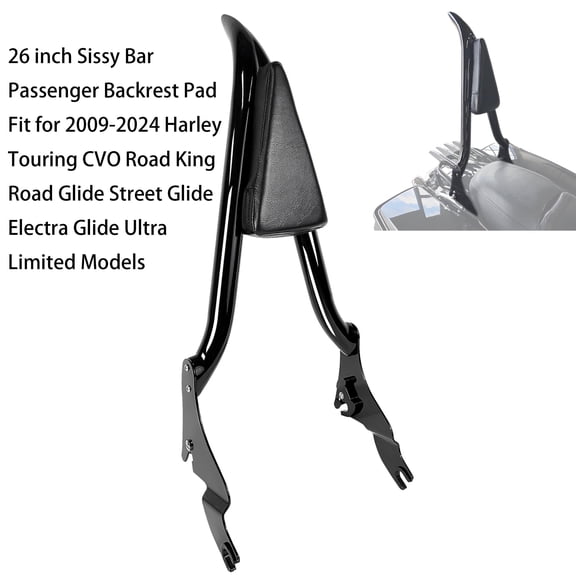 Fjpacemt Detachable Backrest Sissy Bar for 09-24 Motorcycle Harley Touring Road Electra Street Glide