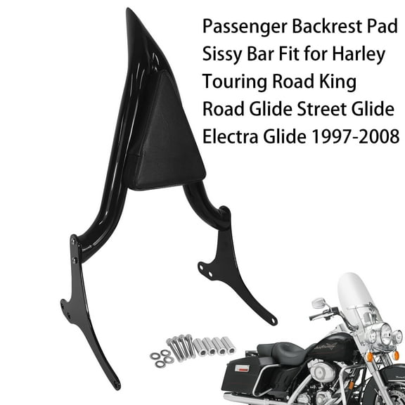 Fjpacemt Detachable Sissy Bar Passenger Backrest for Motorcycle Harley Electra Glide Road King 97-08