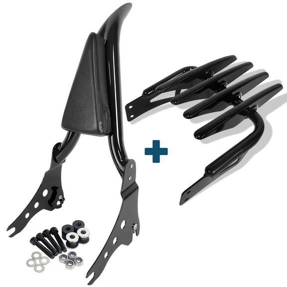 Fjpacemt Sissy Bar Backrest Luggage Rack for 18-24 Motorcycle HD Street Bob Softail Deluxe Heritage