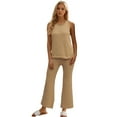 thumbnail image 1 of Fjuchai 2PCS Womens Casual Tees Suit Simple Tank Top +solid Color Trousers Fashionable T-Shirt Outfit for Womens S-XL, 1 of 9