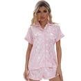 thumbnail image 1 of Fjuchai 2Pcs Womens Silk Pajamas Outfit Button-Down Silk Pajamas Soft Satin Sleepwear Set Floral Sleepwear Bridal Pjs Lounge Pj Sets S-XL, 1 of 9