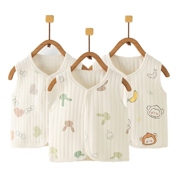 Fjuchai 3M-2Y Newborn Baby Warm Vest Boys Girls Thin Cotton Waistcoat Kids Toddler Fall Winter Sleeveless Jacket