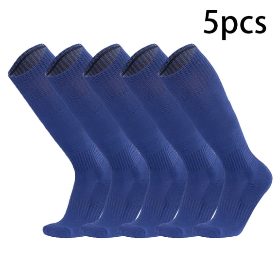 Fjuchai 5 Pairs Mens Sport Knee High Socks Long Baseball Football Tube Socks Male Solid Colour Training Thigh High Socks for Summer