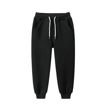 Fjuchai 6-15 Years Kids Sweatpants Boys Girls Solid Color Jogger Pants Youth Elastic Waist Drawstring Trousers for Spring Fall