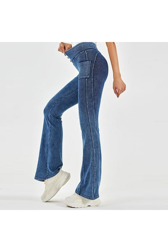 Bell Bottom Jeans for Women Stretchy High Waisted Flare Denim Pants Summer Spring Fall Denim Trousers S-XXL