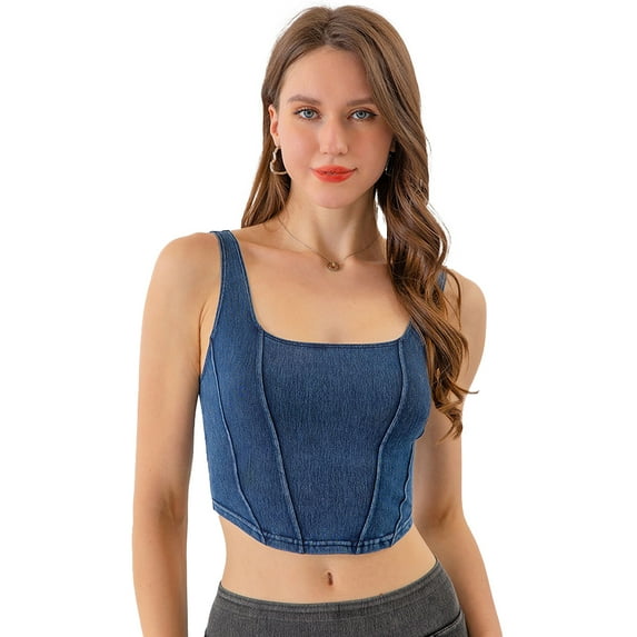 Fjuchai Denim Yoga Sports Vest for Women Summer U-Shaped Stretch Sleeveless Jacket Slimming Beauty Back to Wear Quick-Drying Fitness Tops S-XXL