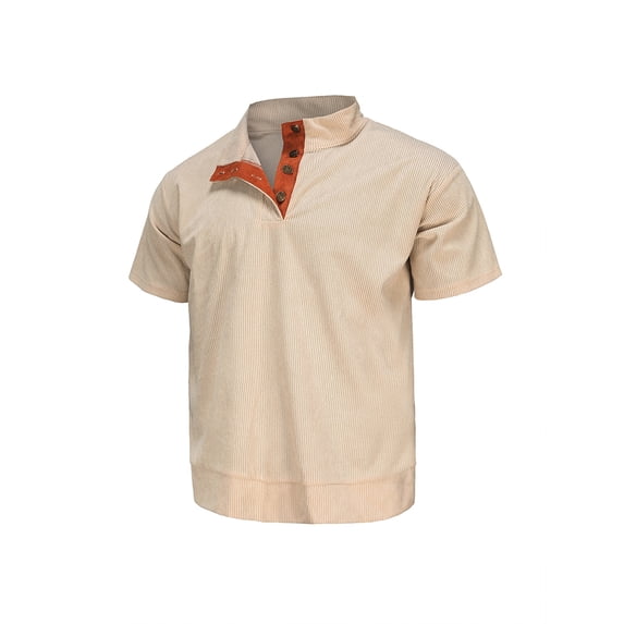 Fjuchai Henley Shirt for Men's Short Sleeve T Shirt Summer Pullover Tops for Mens Solid Color Tee Shirts S-5X