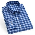 thumbnail image 1 of Fjuchai Lapel Shirts for Mens Cotton Plaid Dress Shirts Spring Fall Men's Long Sleeve Blouses for Button down Classic Waffle Slim Fashion Tops Size: 38-46, 1 of 7