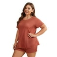 thumbnail image 1 of Fjuchai Lounge Sleepwear Set for Women Large Size 2 Piece Outfits Short Sleeve V Neck Pjs Outfit Sleepwear Soft Loungewear Set X-5XL, 1 of 8